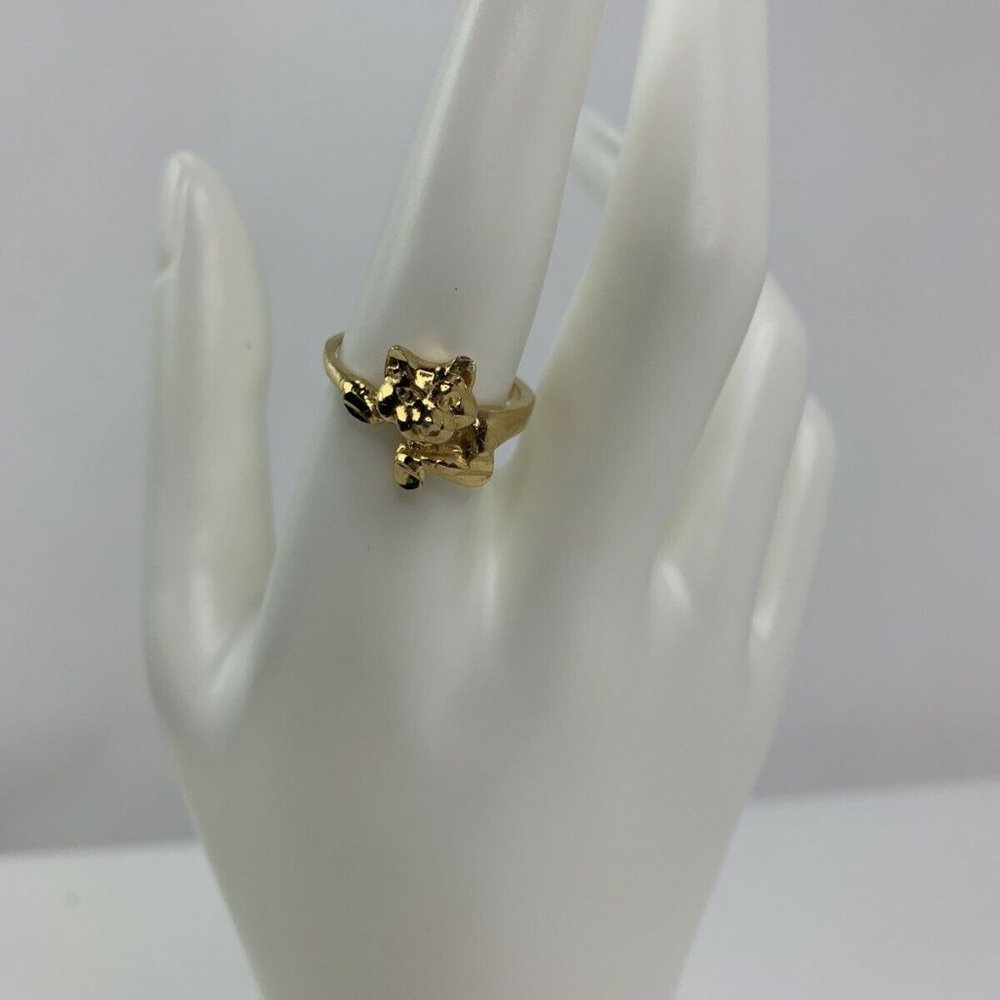Vintage Gold Tone Cat Figural Sitting 3D Ring